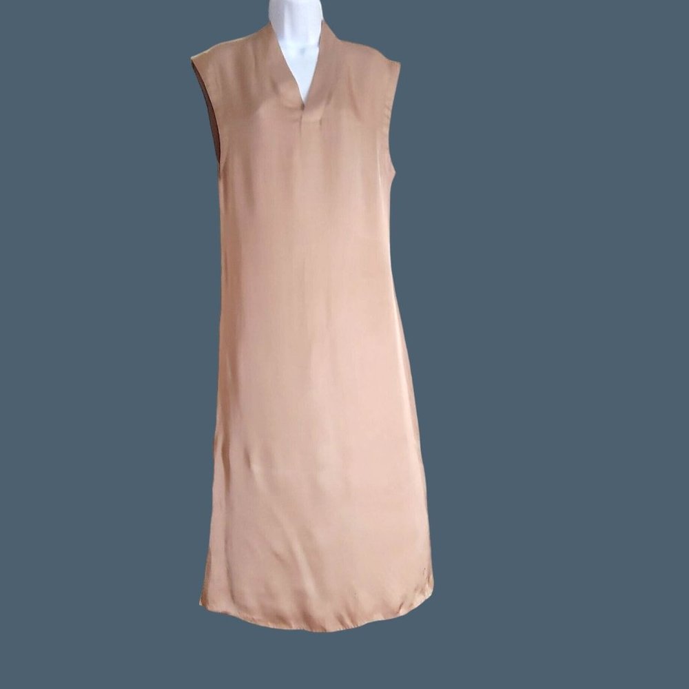 Pippa Label The Raquel Champagne Beige Silky Loose Fit Midi Dress S NWT